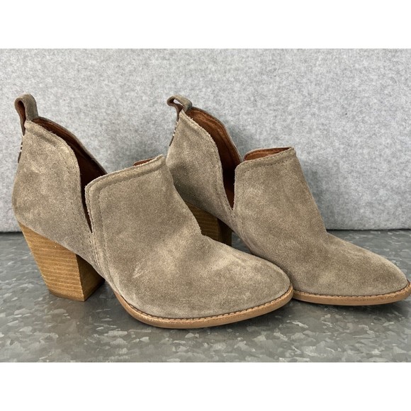 Jeffrey Campbell Rosee Heeled Ankle Booties Size 9 Tan Taupe Suede Slip On - Picture 1 of 11